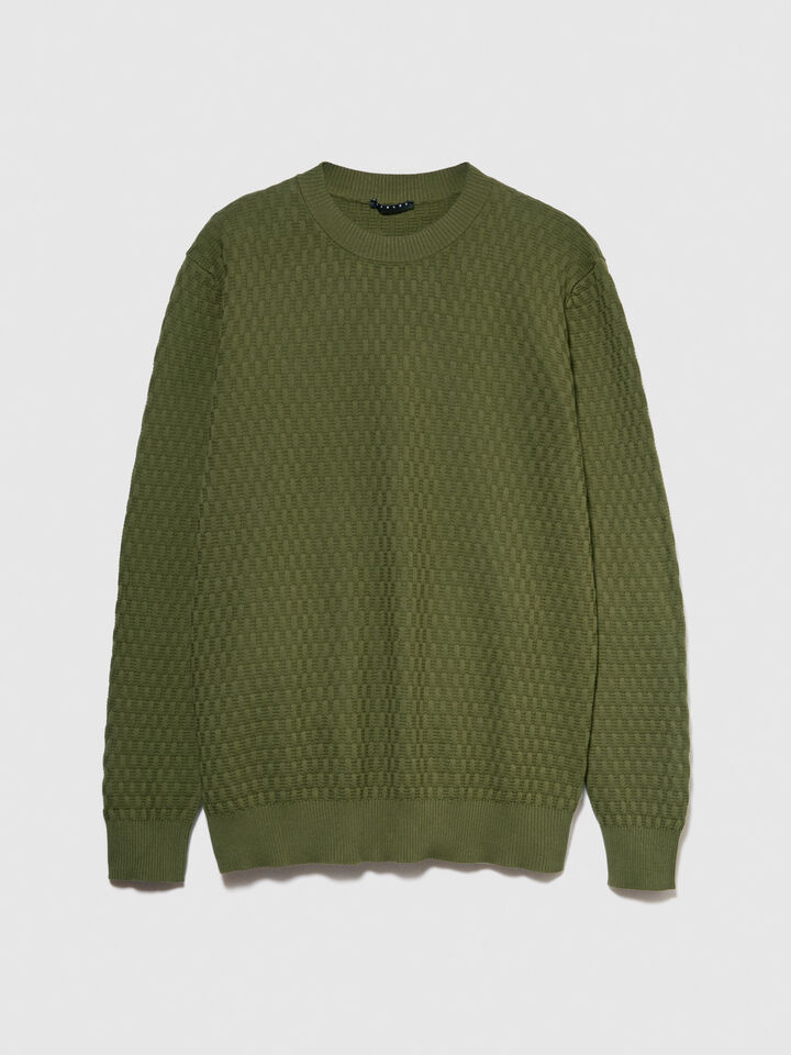 Solid colored sweater - men's crew neck sweaters - Military Green | Sisley image number 6